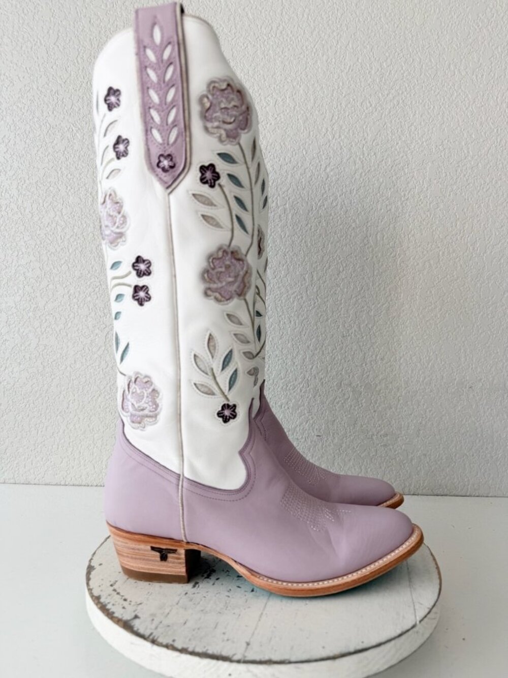 Lane KENZIE Knee High Womens Cowboy Boots Purple White Western Cowgirl Tall 8.5 - Picture 2 of 13